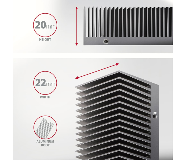 Axagon CLR-M2XT, aluminiowy pasywny radiator M.2 SSD disk, 24 mm - 1353444 - zdjęcie 3